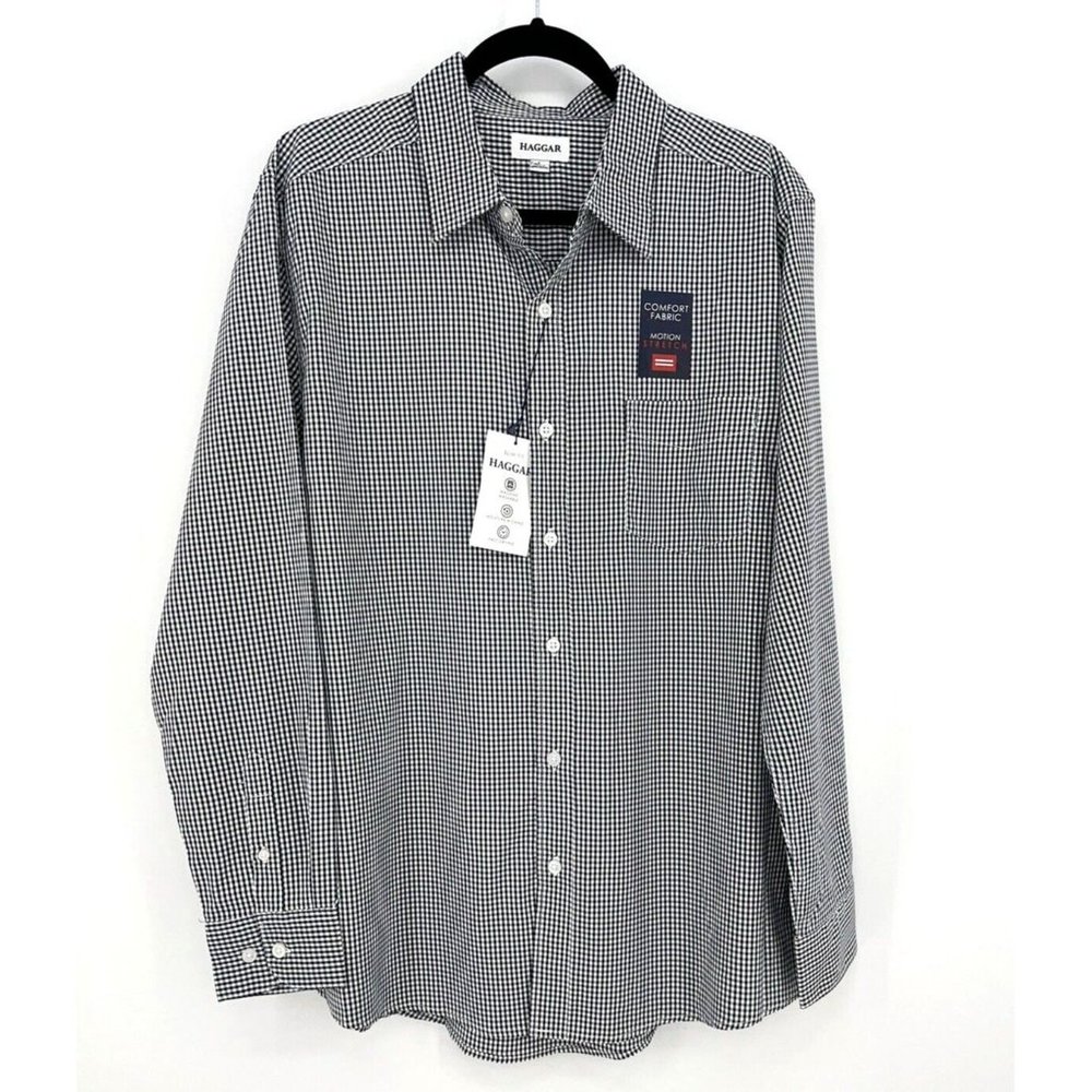 Haggar Wrinkle Resistant Shirt Men's Large Button Lightweight Long Sleeve $56 - Picture 9 of 9